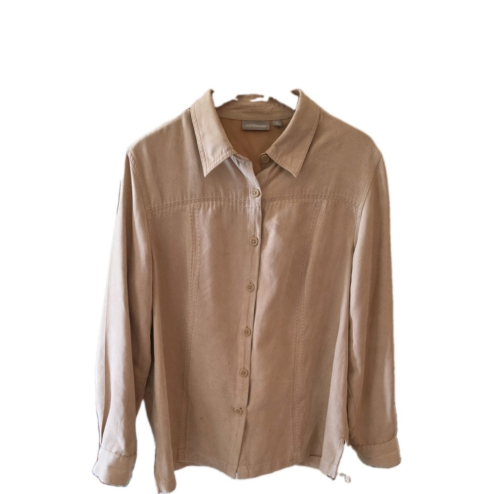 Croft And Barrow Women's Size XL Beige Collared Button Down Shirt Blouse